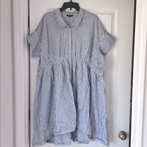 3X light blue stripe Dress